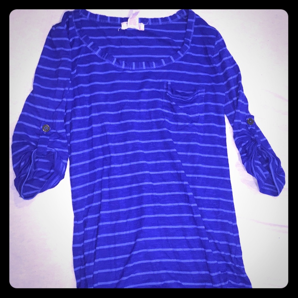 3/4 sleeve blue striped top